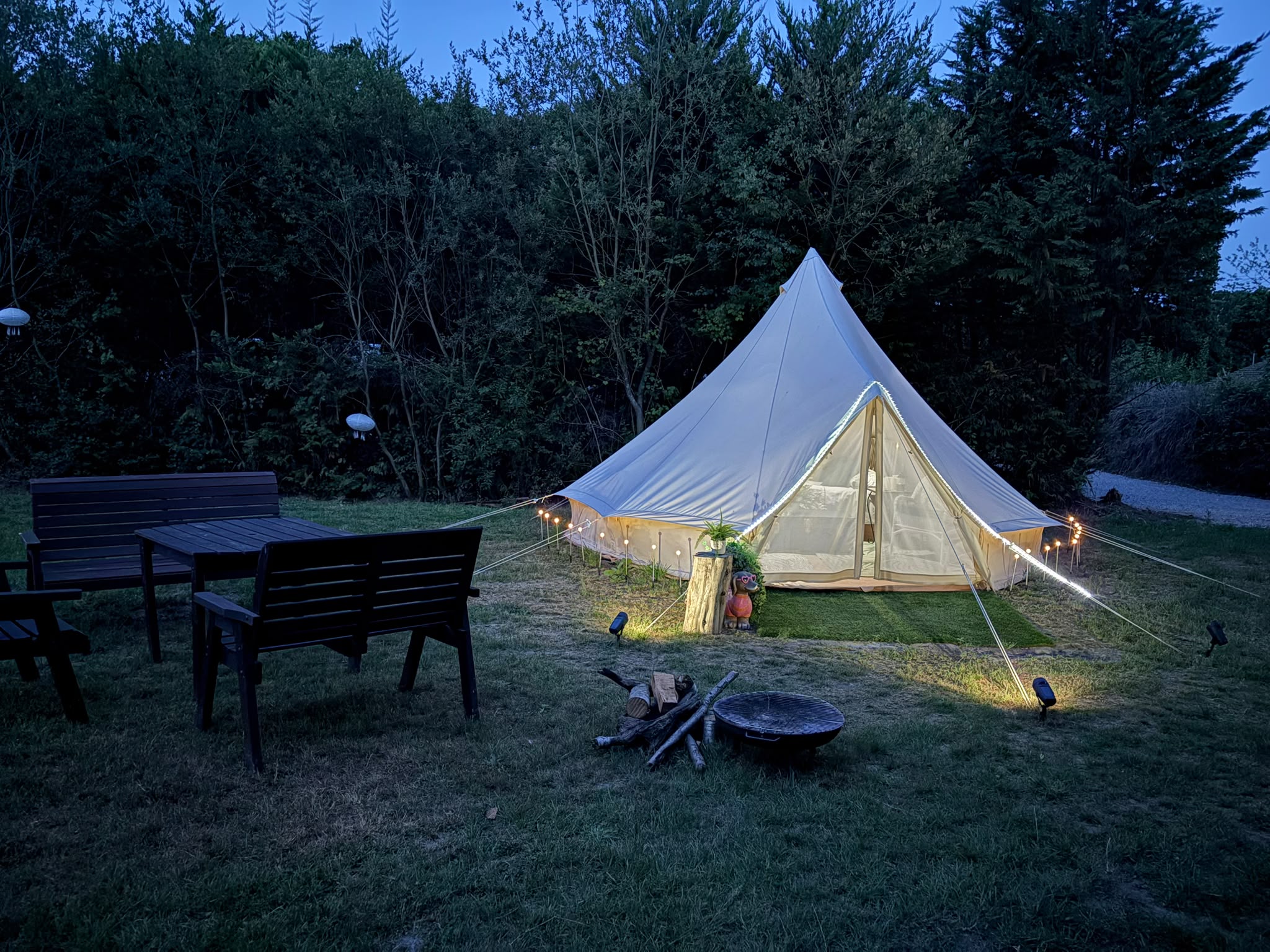 Teepee Lit Up at Night