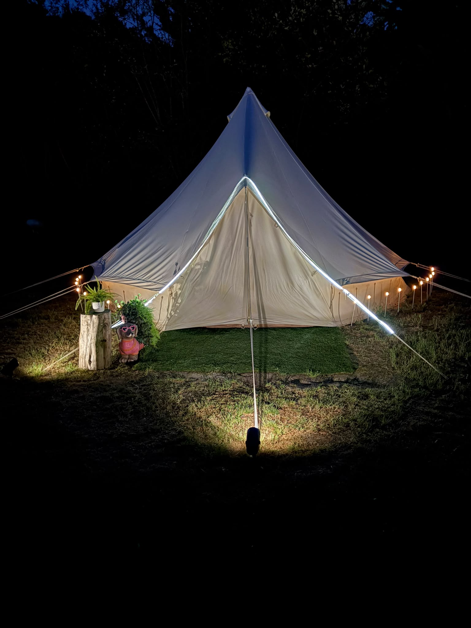 Teepee Dusk Outdoor Area with Firepit